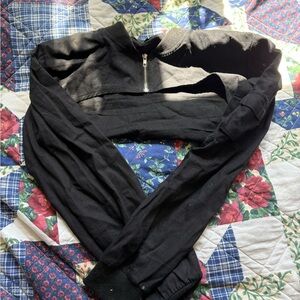 Black Cropped Zip-Up Jacket